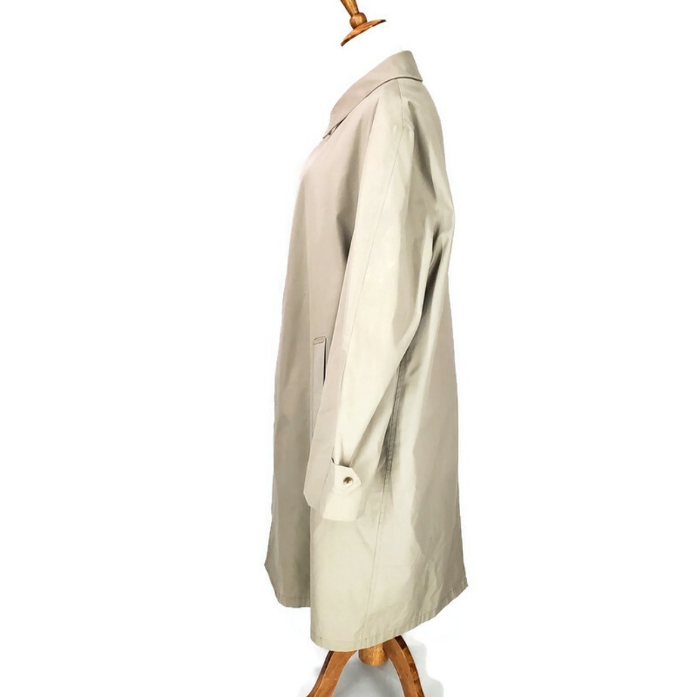 London Fog Vintage Men's Lined Trench Coat Classic Khaki Maincoats Size 44 L EUC - Picture 2 of 16